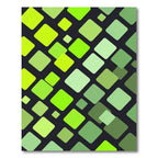 Vibrant Lime Green Geometric Square Mosaic Rug