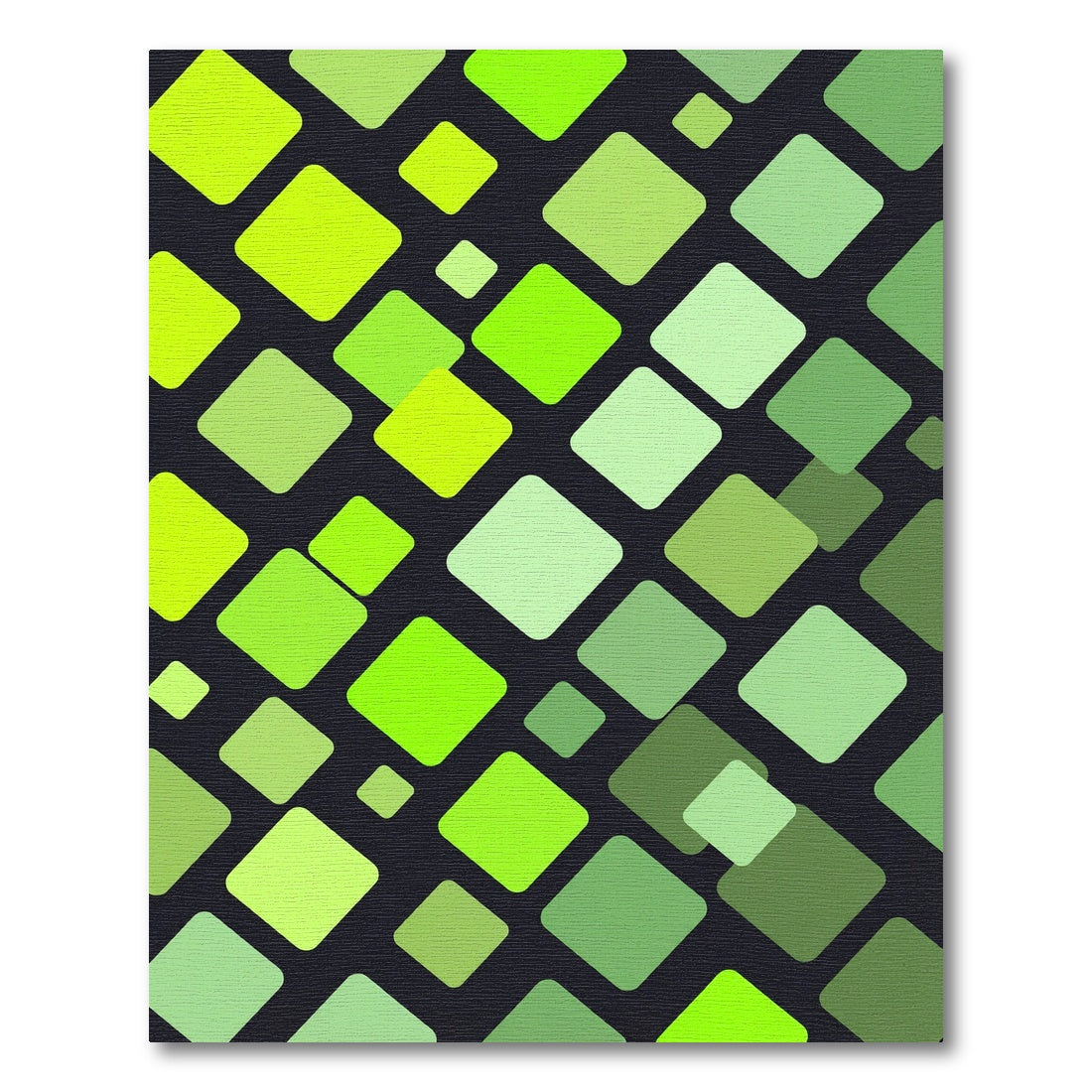 Vibrant Lime Green Geometric Square Mosaic Rug