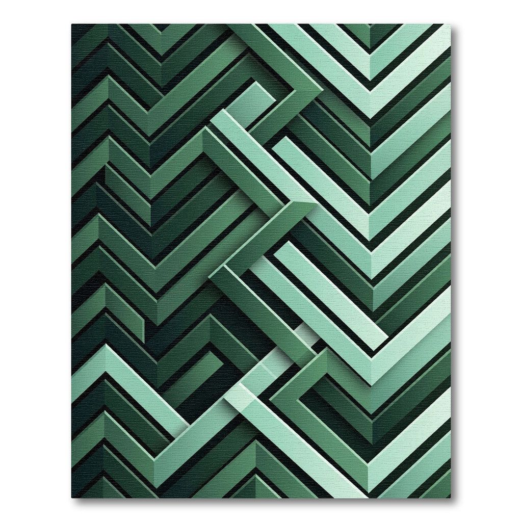 Shaded Forest Green Interlocking Chevron Rug