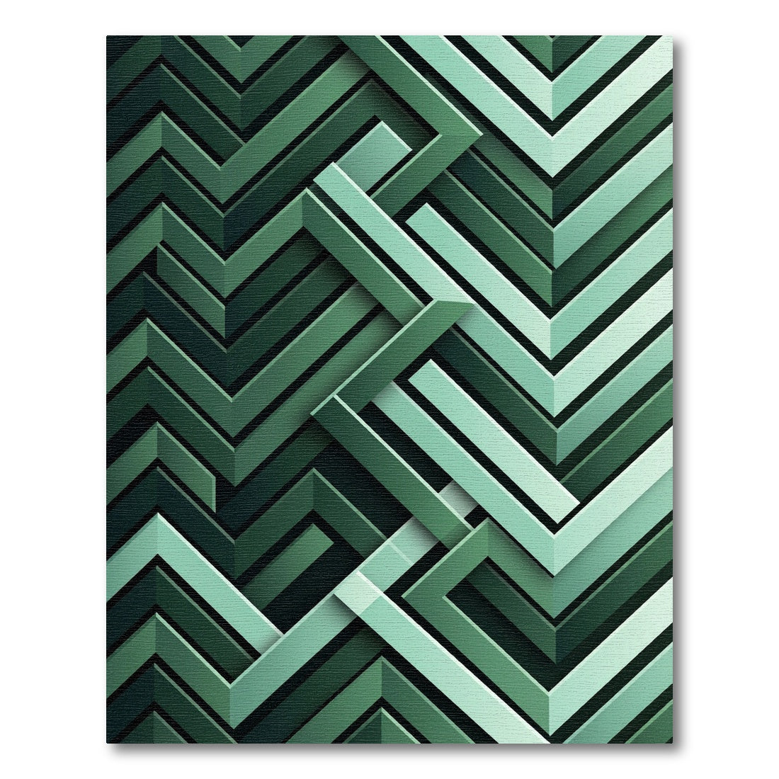 Shaded Forest Green Interlocking Chevron Rug