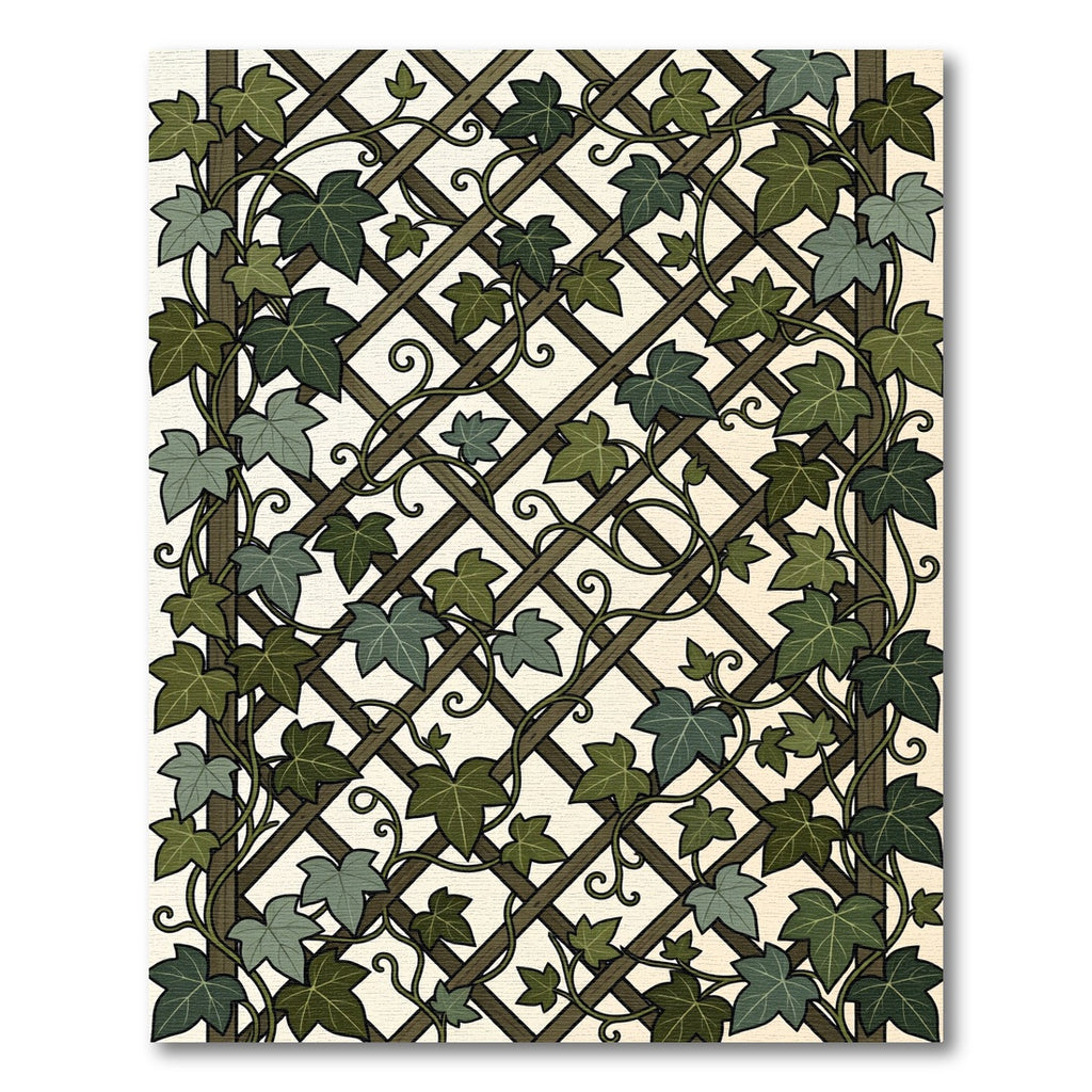 Lush Green Ivy Trellis Lattice Rug