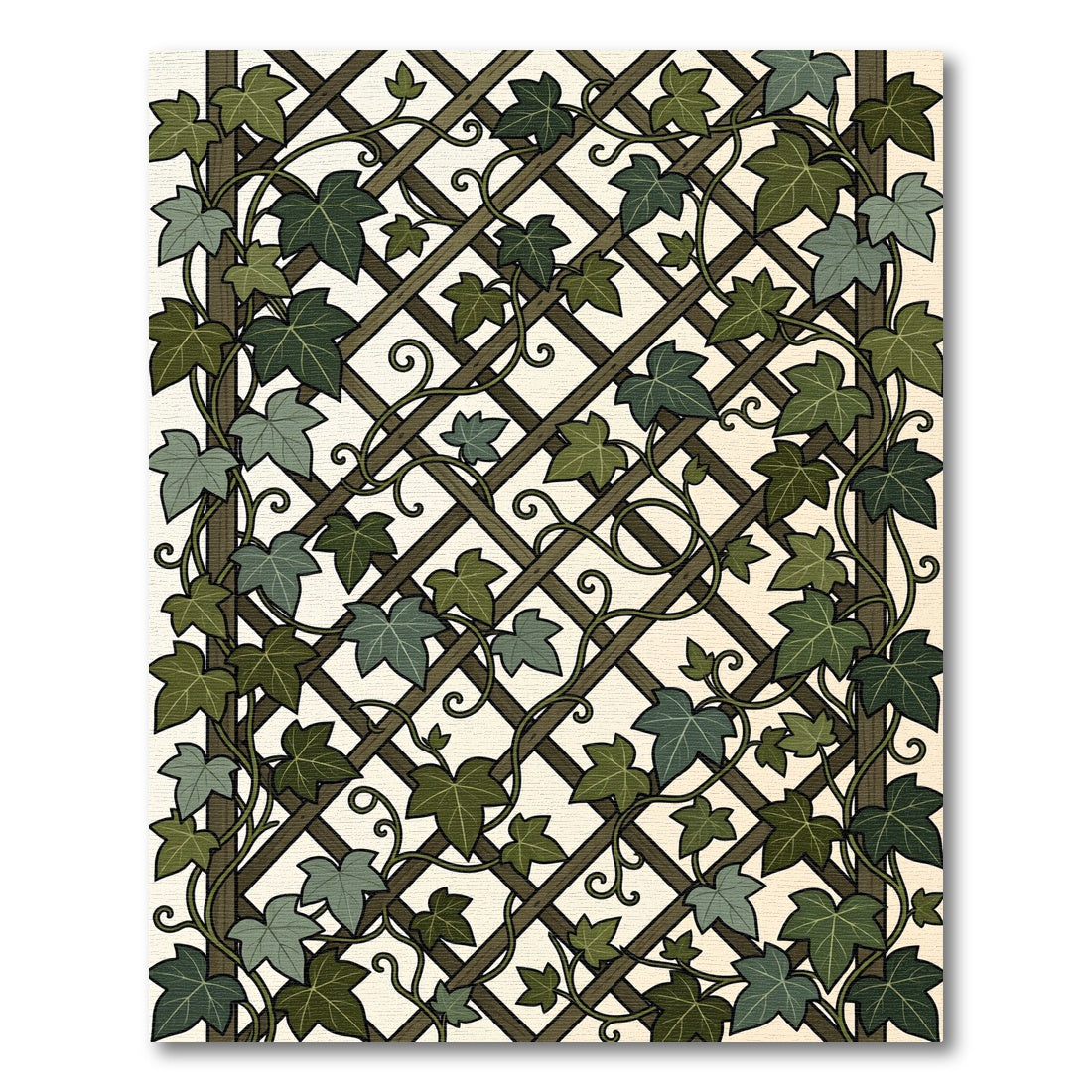 Lush Green Ivy Trellis Lattice Rug