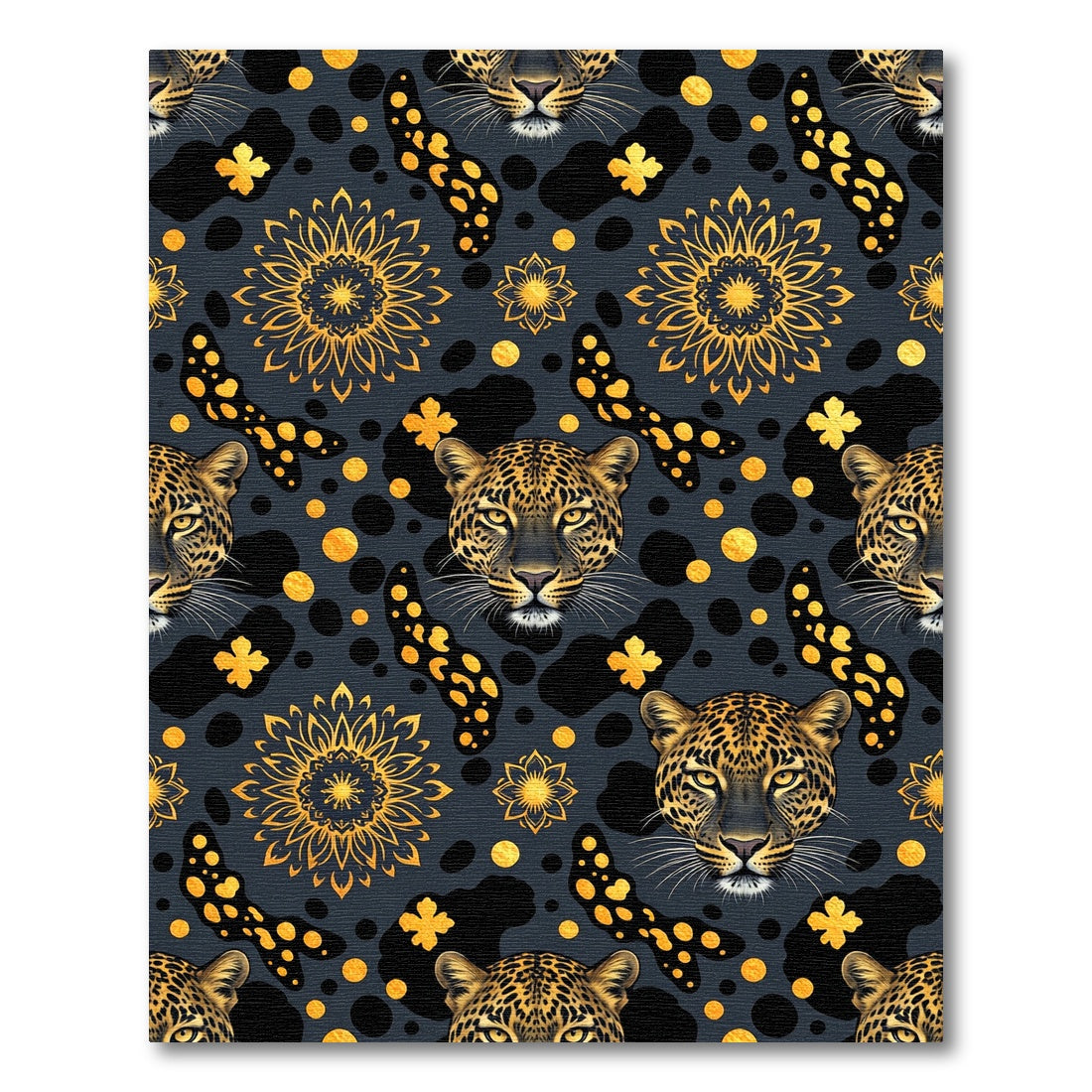 Golden Leopard Mandala Dark Pattern Rug