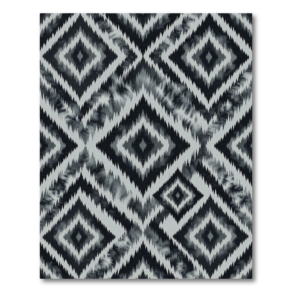 Monochrome Sharp Geometric Diamond Ikat Rug