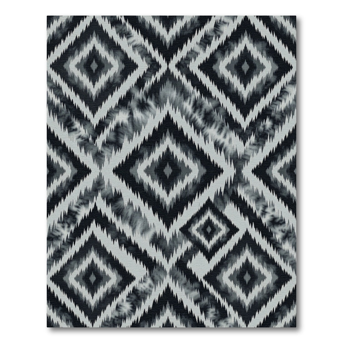 Monochrome Sharp Geometric Diamond Ikat Rug