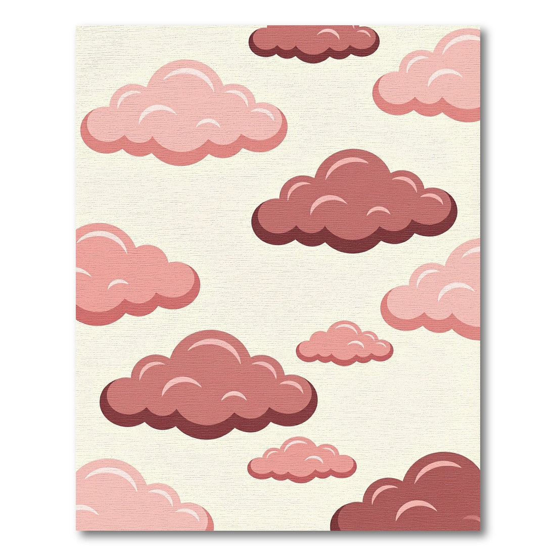 Whimsical Dusty Rose Cloud Sky Rug