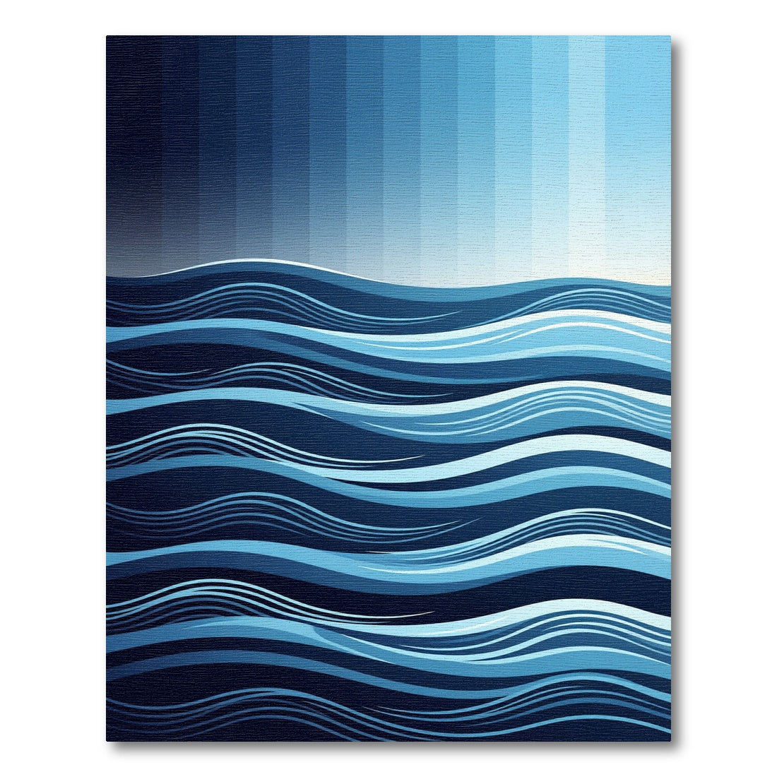 Modern Blue Gradient Ocean Wave Rug