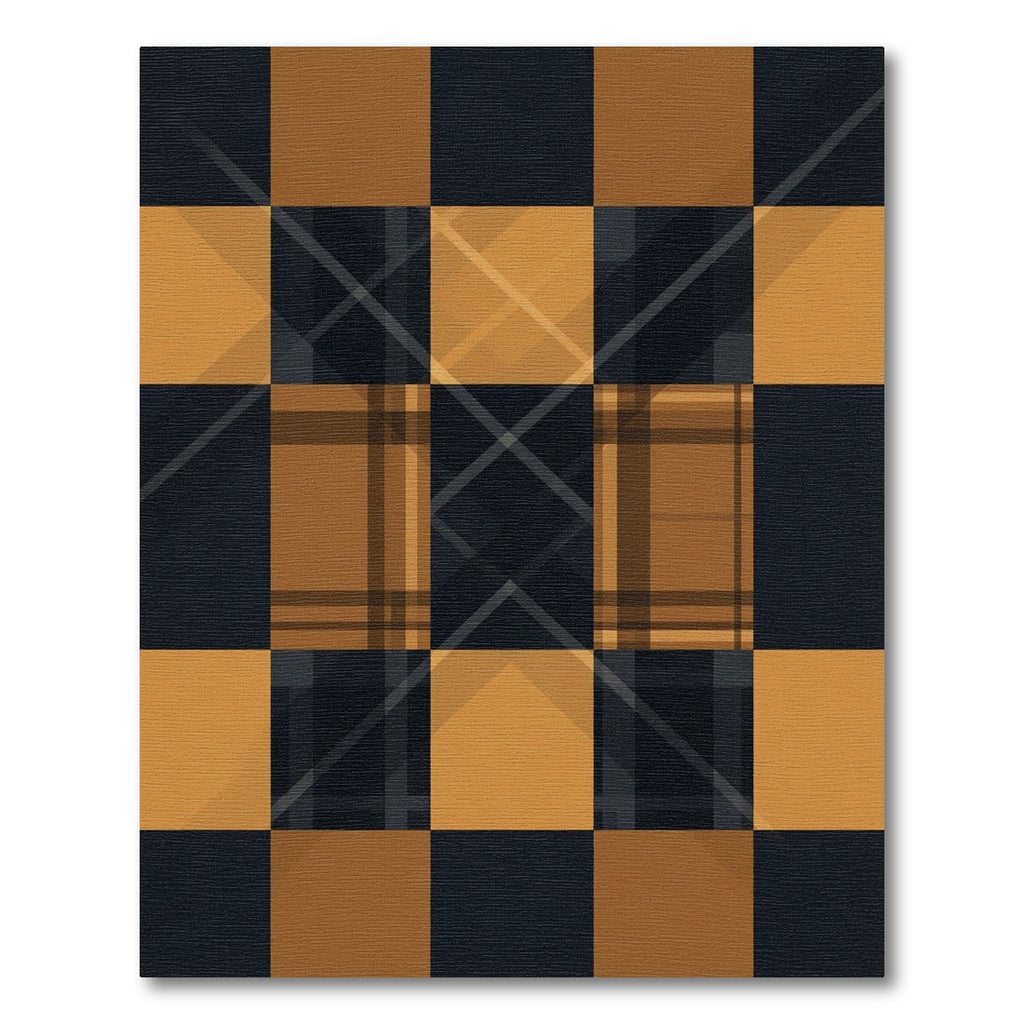 Bold Ochre and Charcoal Plaid Grid Rug