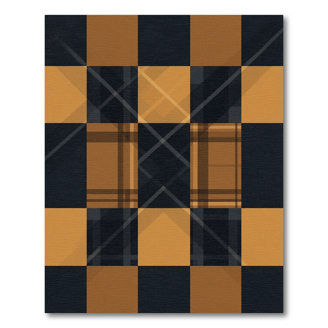Bold Ochre and Charcoal Plaid Grid Rug