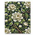 Elegant White Peony Green Bird Tapestry Rug