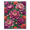 Vibrant Pink Peony Rose Garden Rug