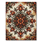 Vintage Autumnal Foliage Ornate Medallion Rug