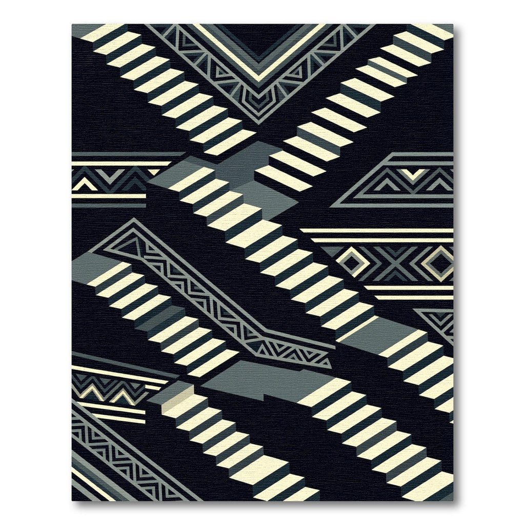 Monochromatic Staircase Geometric Illusion Rug