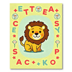 Cute Cartoon Lion Yellow Border Rug
