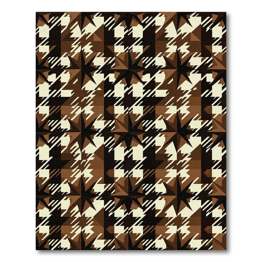 Brown Houndstooth Starburst Geometric Rug