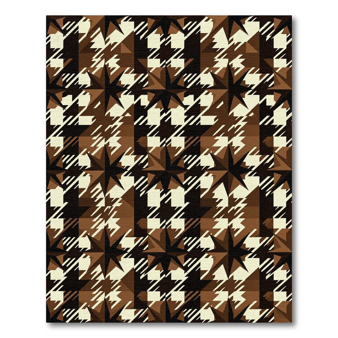 Brown Houndstooth Starburst Geometric Rug