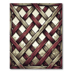 Rustic Crimson Lattice Geometric Grid Rug
