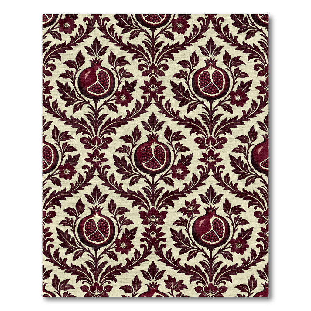 Rich Burgundy Pomegranate Damask Rug