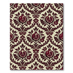Rich Burgundy Pomegranate Damask Rug