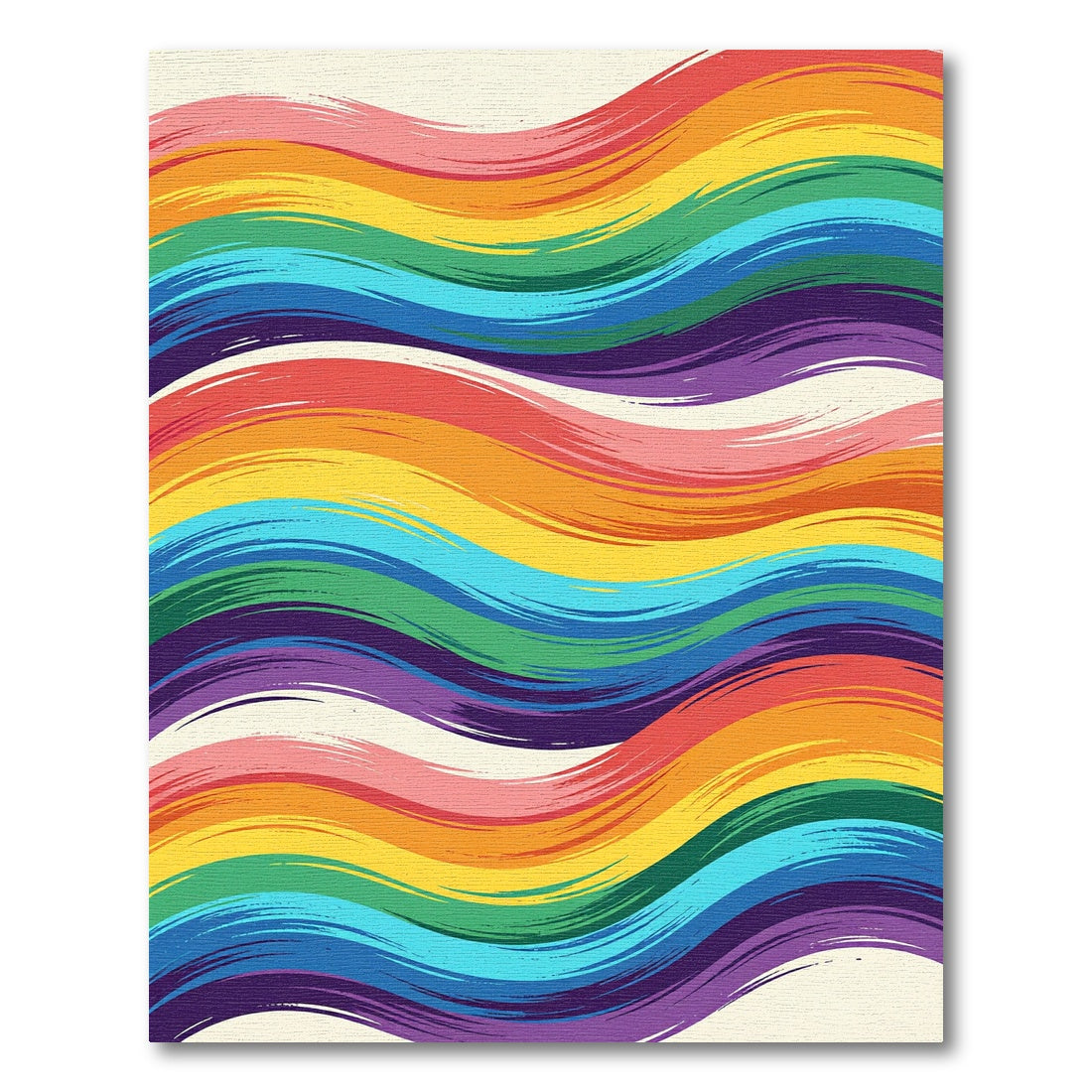 Vibrant Rainbow Wavy Brush Stroke Rug