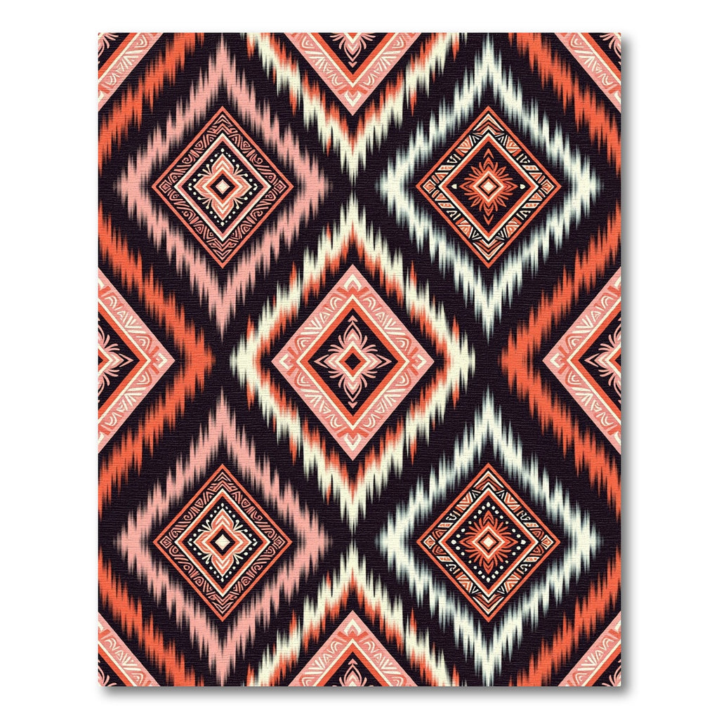 Coral Geometric Diamond Ethnic Rhombus Rug