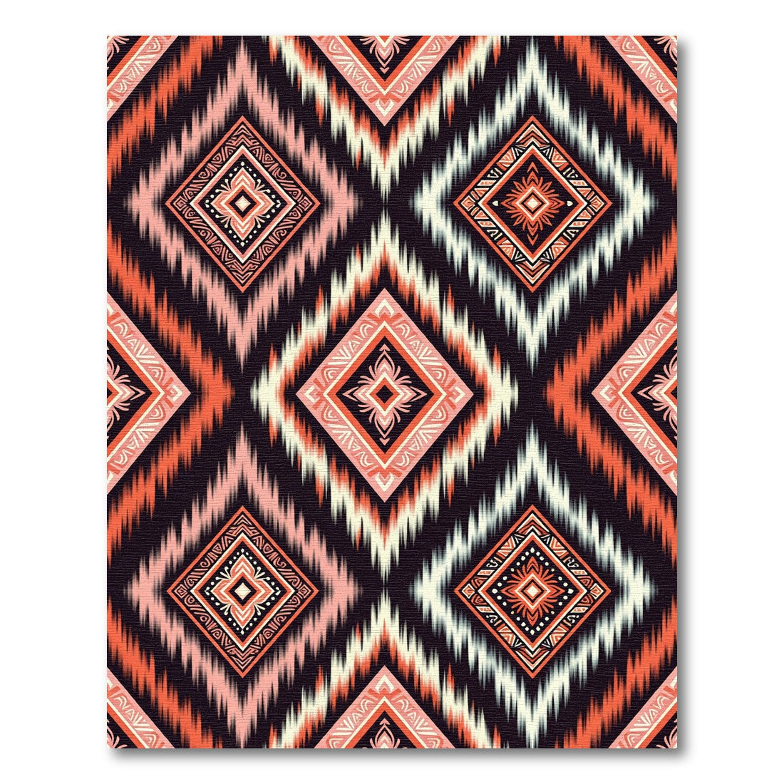 Coral Geometric Diamond Ethnic Rhombus Rug