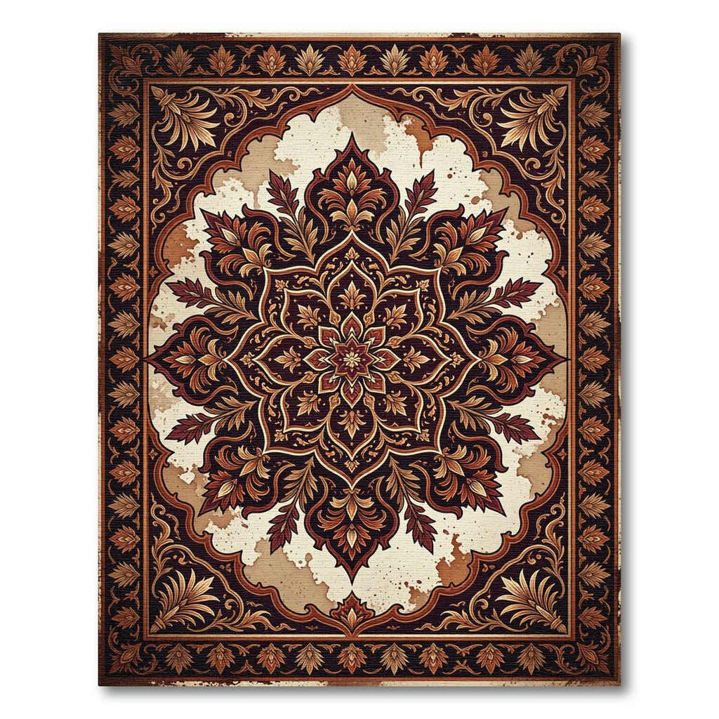 Elegant Earth Tone Botanical Medallion Rug