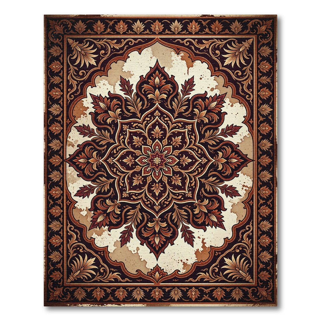 Elegant Earth Tone Botanical Medallion Rug