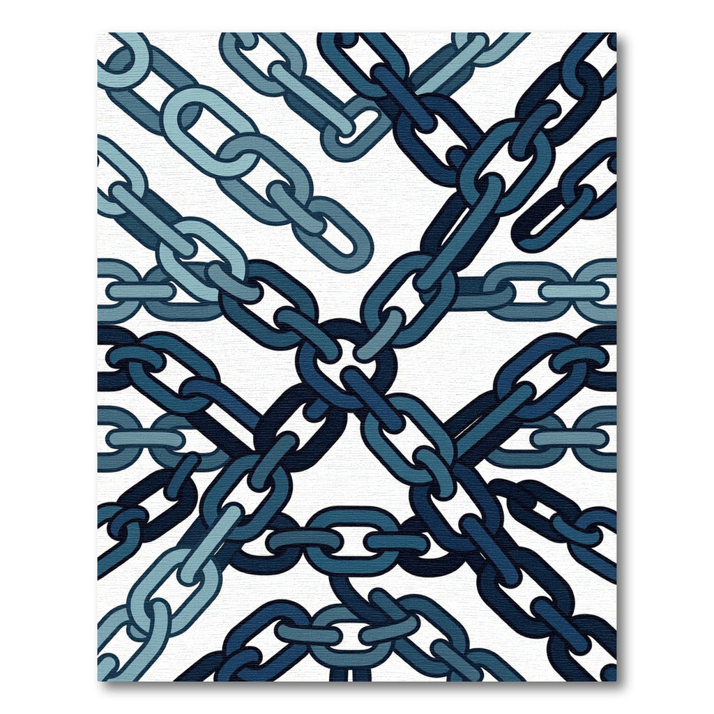 Industrial Navy Chain Link Abstract Rug