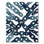 Industrial Navy Chain Link Abstract Rug