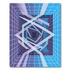 Geometric Blue Grid Infinite Tunnel Rug