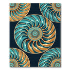 Teal Gold Nautilus Shell Swirl Rug