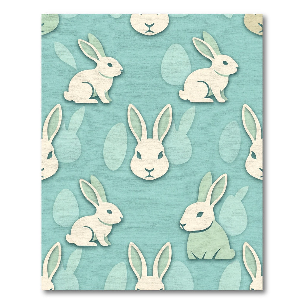 Minimalist Pastel Blue Bunny Easter Illustration Rug