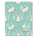 Minimalist Pastel Blue Bunny Easter Illustration Rug