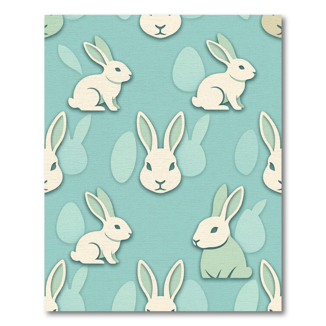 Minimalist Pastel Blue Bunny Easter Illustration Rug