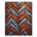 Rustic Wood Stone Herringbone Interlock Rug