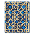 Geometric Blue and Gold Lattice Rug