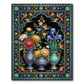 Vibrant Floral Garden Bird Urn Area Rug