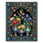 Vibrant Floral Garden Bird Urn Area Rug