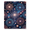 Luminous Blue and Gold Celestial Fireworks Rug