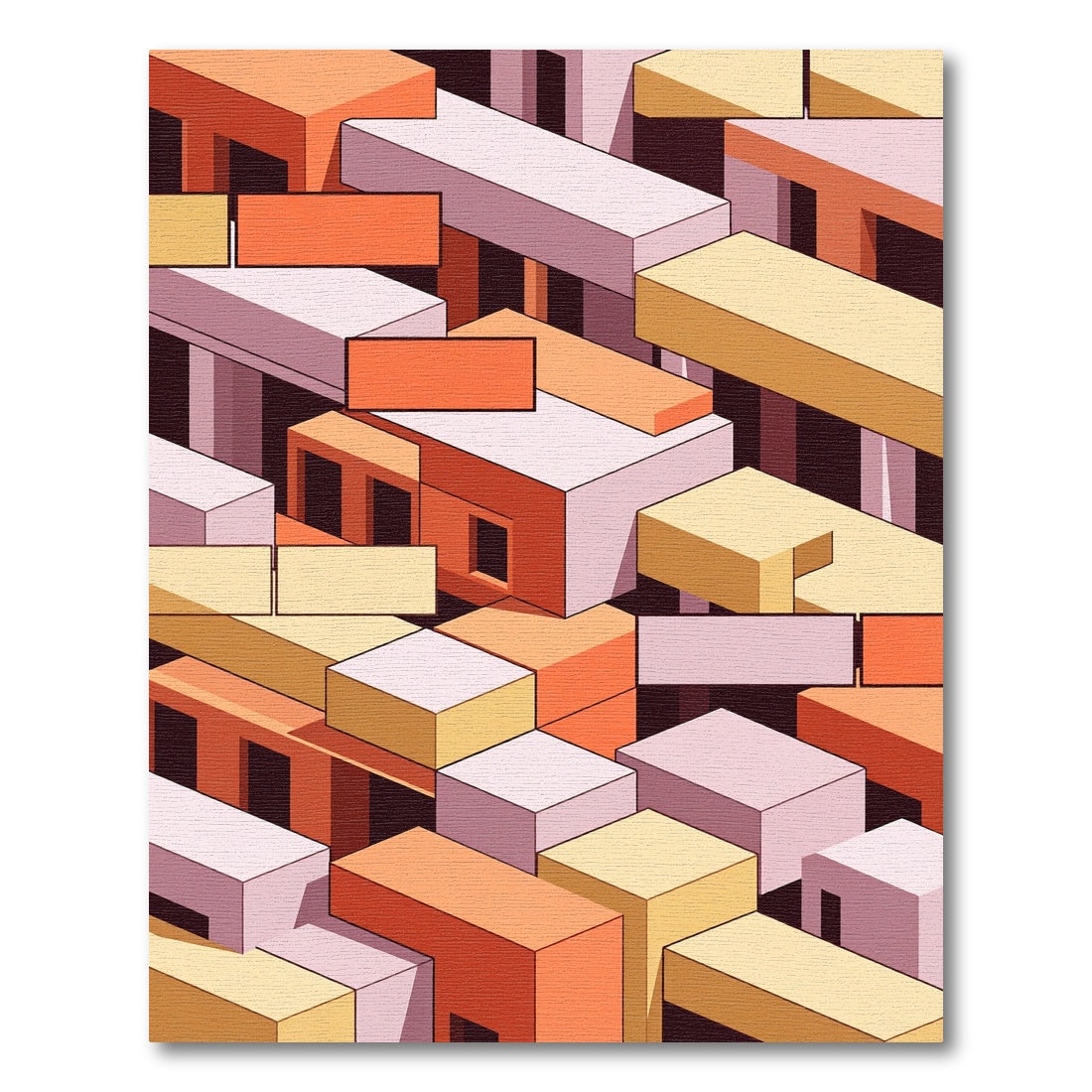 Geometric Blocks Abstract Orange Yellow Rug