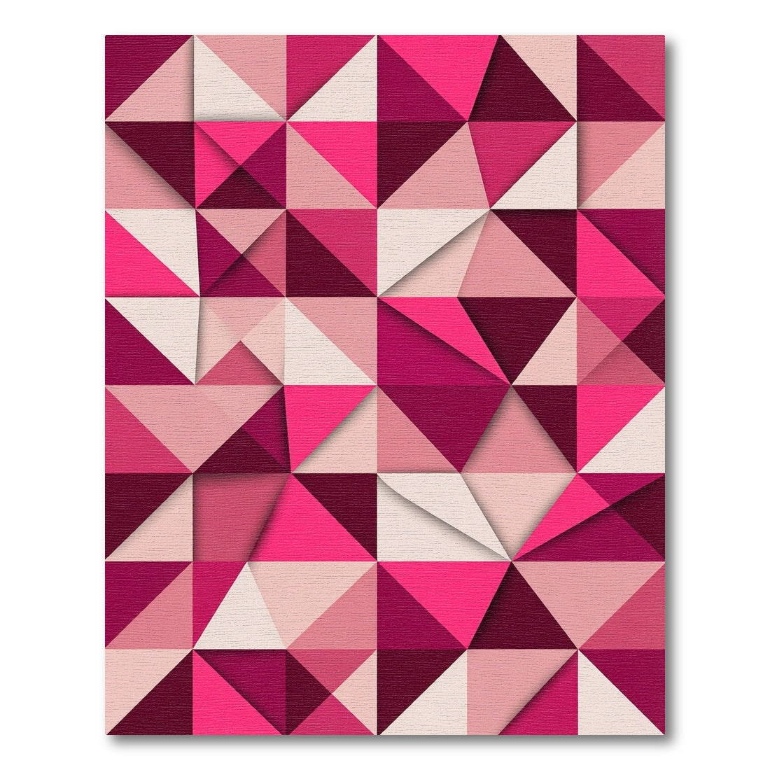 Modern Geometric Pink Triangle Mosaic Rug