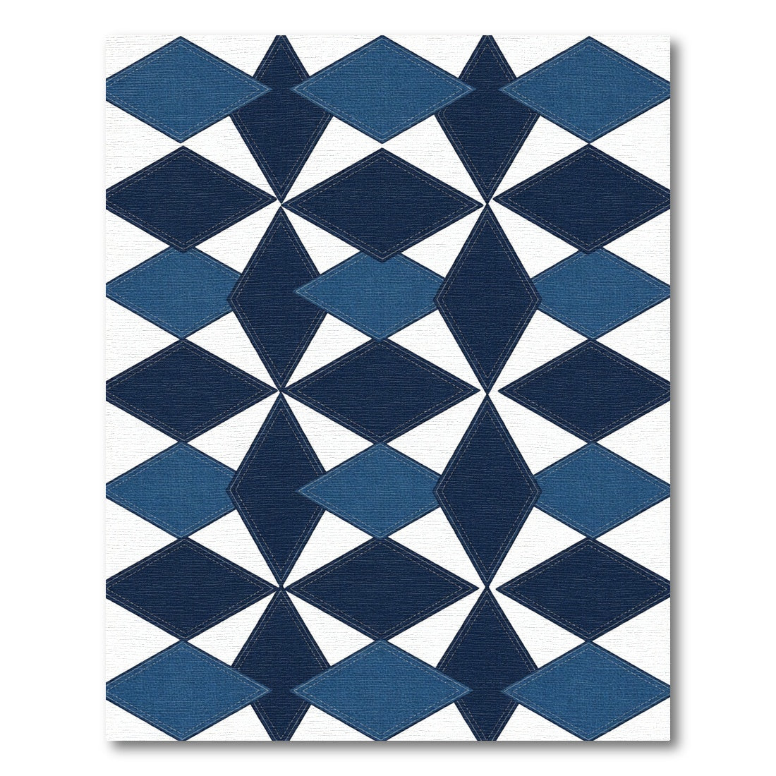 Geometric Navy and Slate Diamond Tile Rug