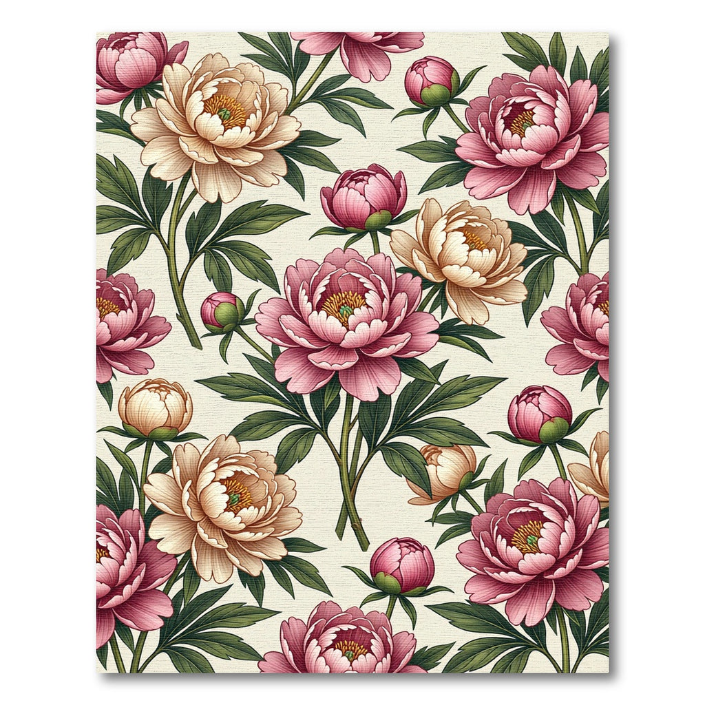 Soft Pink Peonies Floral Botanical Garden Rug