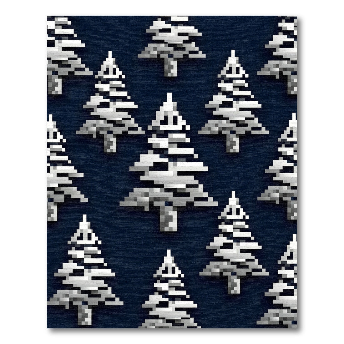 Modern Pixelated Silver Evergreen Forest Rug
