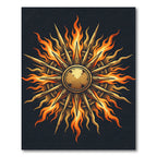 Golden Fiery Sunburst Emblem Rug