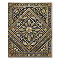 Gold Floral Koi Geometric Slate Rug