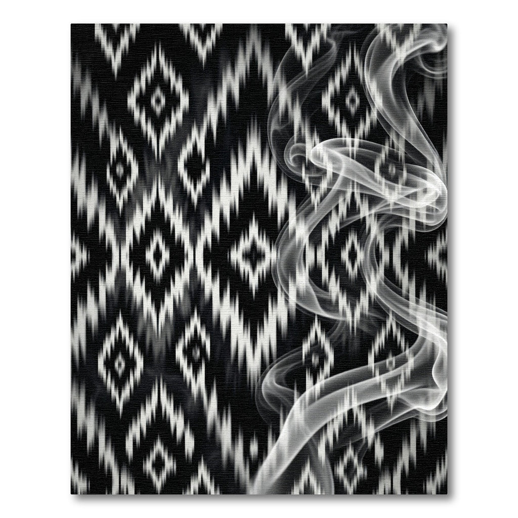 Black White Jagged Geometric Smoke Rug