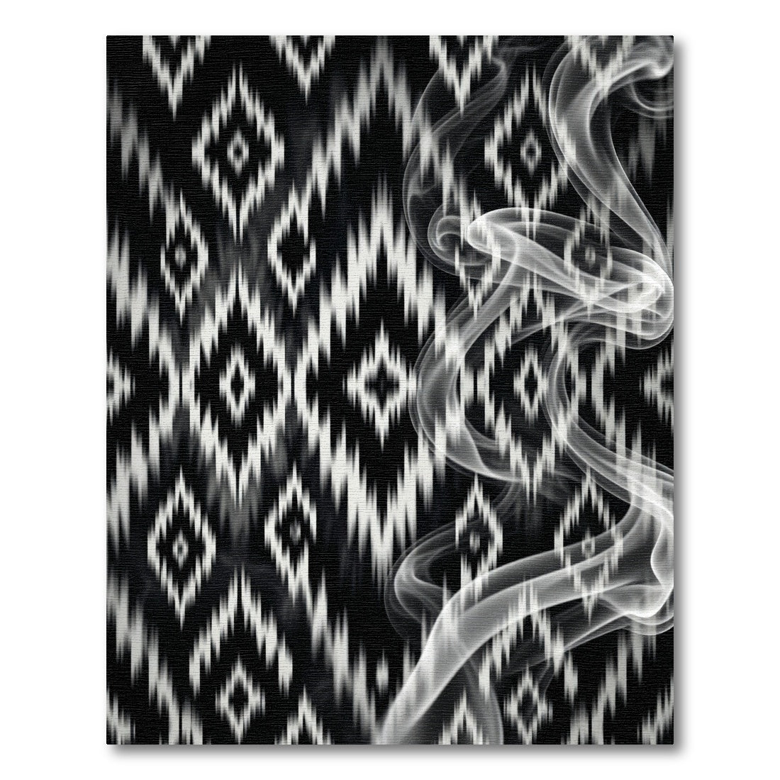 Black White Jagged Geometric Smoke Rug