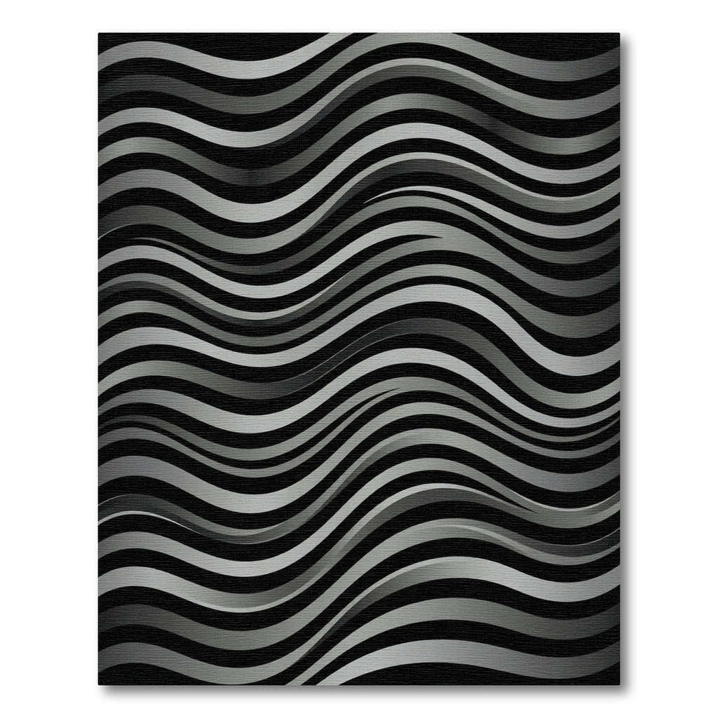 Monochromatic Gray Wavy Stripes Rug